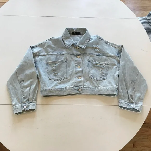 FESTIVAL 🔥 CONCERT RHINESTONE FRINGE 100% COTTON DENIM JACKET - Picture 5 of 14